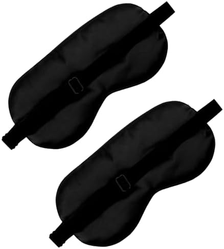 2 PCS Black Satin Sleep Masks, Adjustable Silk Eye Mask for Sleeping, Eye Sleep Shade Cover, Blind Folds Soft Breathable Blindfold for Play Party Games Airplane Travel Essentials Cover Gifts