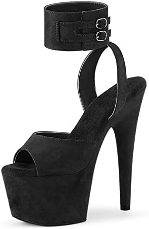 Womens Suede Sandals Platform Peep Open Toe Ankle Strap Slingback Super high Heels Sexy Nightclub Pole Dancing Stripper Club Dress Shoes 17cm
