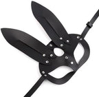 Soochat Leather Bunny Mask, Adjustable Rabbit Ear Mask for Halloween Cosplay Costume Accessory