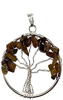 VIE Naturals Tree of Life Pendant, Tiger Eye, 30mm