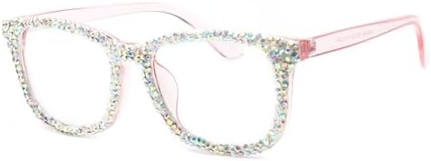 bullabulling Square Crystal Rhinestone Reading Glasses for Women Sparkling Eyewear Frames Female Trendy bling Diamond