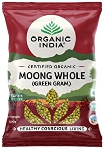 ORGANIC INDIA Rich in Proteins & Dietary Fiber, Delicious in Taste Moong Whole (Green Gram) 500gm