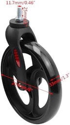 Wealrti 2 Pcs 8 Inch Black Front Wheels Replacement with Front Fork Drive Solid Wheelchair Front Castor Wheelchair Rollers(8 Inch)