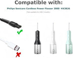 Qjin USB Charger Cable for Philips Sonicare Cordless Power Flosser 3000 2000, 2 Pack