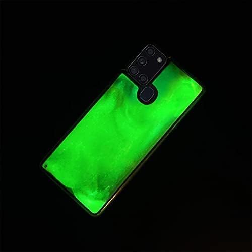 Yatchen Liquid Fluorescent Case Compatible with Samsung Galaxy S24 Ultra,Luxury Fun Glow in The Darkness Quicksand Clear Soft TPU Back Cover Luminous Shockproof Protector-Green