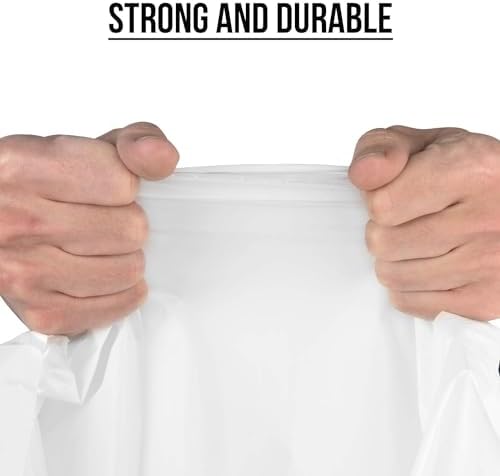 Ultrasac 8 Gallon 0.9 MIL White Drawstring Garbage Trash Bags - 20" x 29" - Pack of 45 - For Bathroom, Bedroom, Office, & Kitchen
