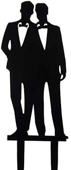 Gay Wedding Cake Topper Acrylic Silhouette Couple Groom and Groom Wedding Party Decorations