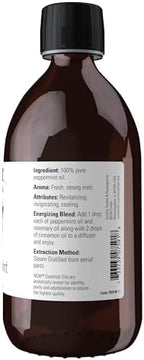 NOW Essential Oils, Peppermint Oil, Invigorating Aromatherapy Scent, Steam Distilled, 100% Pure, Vegan, Child Resistant Cap, 16-Ounce