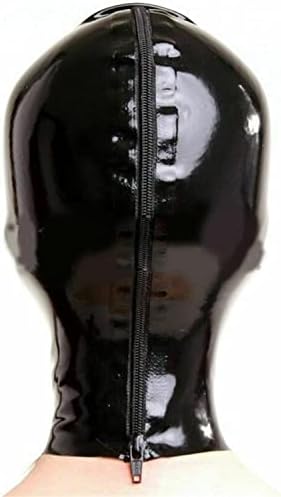Latex Head Cover,Rubber HeadMask Latex Hood Exposed Mouth for Cosplay Party Club Wear (L)