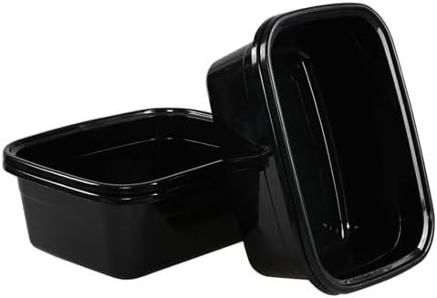 4-pack 12 Quart Small Wash Basin Pan, Plastic Rectangular Dish Pan, Black