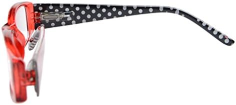 Eyekepper Spring Hinges Polka Dots Patterned Temples Rectangular Reading Glasses Readers Red +1.0