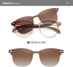 ZAMGIC Blue Light Blocking Glasses with Polarized Clip On Sunglasses Lenses for Men Women Magnetic Multi-use Metal Frame Brown