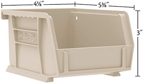 Akro-Mils 30210 AkroBins Plastic Storage Bins, Space-Saving Stackable Bins for Garage, Pantry, Craft Organization, 5" x 4" x 3", Red, 6-Pack