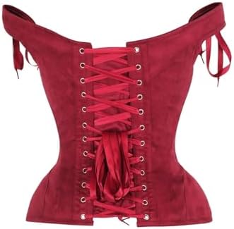 Daisy corsets Women's Daisy Corsets Womens Red Suede Steel Boned Corset Top & Plus Size Western Fashion Apparel