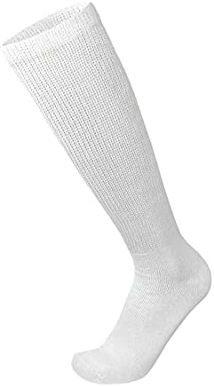 6 Pairs of Diabetic Over The Calf - Knee High Cotton Socks (White - 6 Pairs, Fit Men's Shoe Size 10-12)
