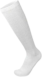 6 Pairs of Diabetic Over The Calf - Knee High Cotton Socks (White - 6 Pairs, Fit Men's Shoe Size 10-12)