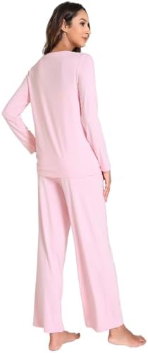 GYS Women's Pajama Sets Long Sleeve Sleepwear Comfy 2 Piece Ladies Pj Sleep Set, Viscose Made from Bamboo