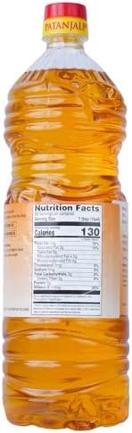 Patanjali Rice Bran Oil, 1 Liter (33.82 fl oz) – Refined Cooking Oil for Everyday Indian & Asian Cooking, Neutral Flavor