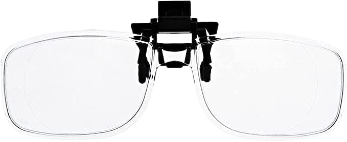 Clear Magnifying Clip On Flip Up Reading Glasses, 1.00 to 2.50 Diopter