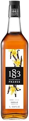 1883 Vanilla Syrup for Drinks, Made in France, 1 Liter Glass Bottle