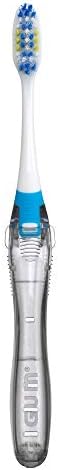 GUM Folding Travel Toothbrush, Compact Head + Tongue Cleaner, Soft Bristled Travel Toothbrushes for Adults, 2ct (Pack of 2)