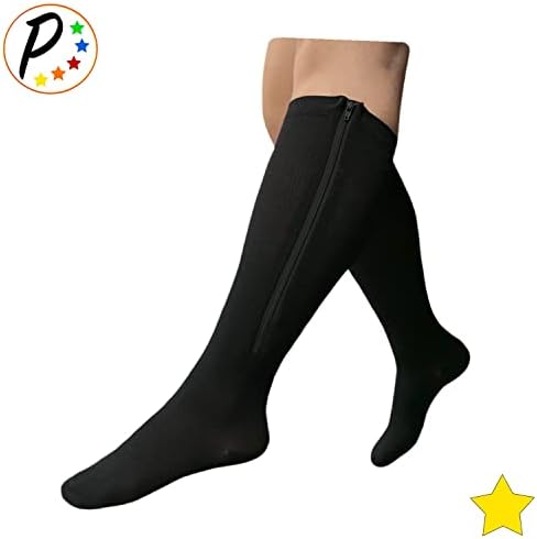 Presadee Closed Toe 8-15 mmHg Mild Compression Leg Fatigue Calf Zipper Socks
