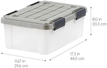 IRIS USA 16 Qt Storage Bins with Gasket Seal Lid, 3 Pack - BPA-Free, Heavy Duty Moving Containers Tight Latch, Weather Proof Tote, WEATHERPRO - Clear/Chrome