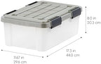 IRIS USA 16 Qt Storage Bins with Gasket Seal Lid, 3 Pack - BPA-Free, Heavy Duty Moving Containers Tight Latch, Weather Proof Tote, WEATHERPRO - Clear/Chrome