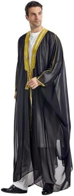Qianliniuinc Thobe for Men Islamic Arabic Robe - Muslim Prayer Clothes Loose Abaya Clothing Casual Kaftan Long Sleeve