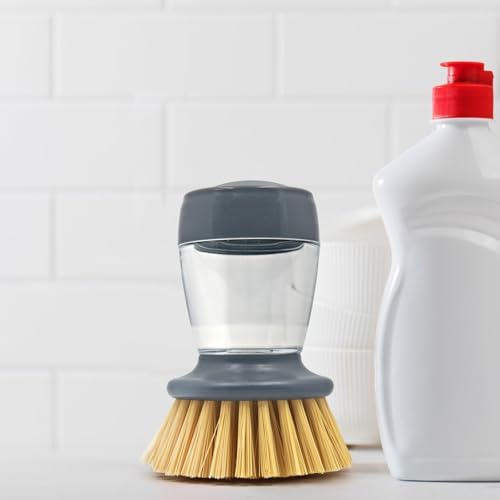 Soap Dispensing Palm Brush, Kitchen Brush for Dish Pot Pan Sink Cleaning, Pack of 1