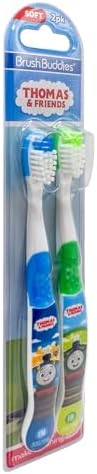 Brush Buddies Thomas and Friends Kids Toothbrush Twin Pack – Manual Toothbrushes for Toddlers & Children Ages 3+ – Soft Bristles – Green & Blue – Character Toothbrush for Boys & Girls