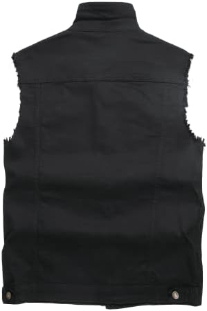 Men's Denim Vest,Sleeveless Jacket Slim Fit Vintage Casual Ripped Summer Jean Vest for Men