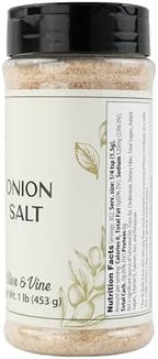 Olive & Vine Onion Salt, Savory Flavor, For Seasoning & Cooking, Rich Tradition, Authentic Taste, For Global Recipes (1 Pound)