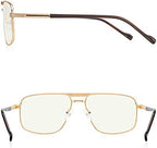 Reading Glasses for Men Square Double Bridge Blue Light Blocking Computer Readers
