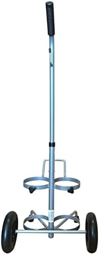 ResOne Dual Oxygen Tank Cart, Portable Oxygen Cart with Wheels, Adjustable Handle, Powder‑Coated Steel Frame, Holds 2 Size D or E Cylinders