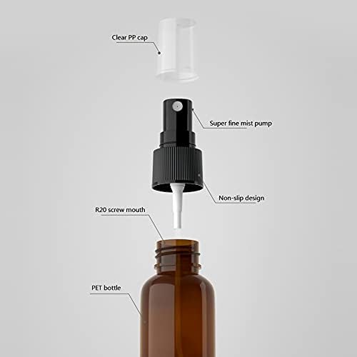 24 Pcs Empty 100ml 3.3oz Green Plastic PET Fine Mist Pump Spray Bottles with Black Sprayer for Cosmetic Perfume Water-Based Products Refillable Travel Portable Containers, 2x Funnels