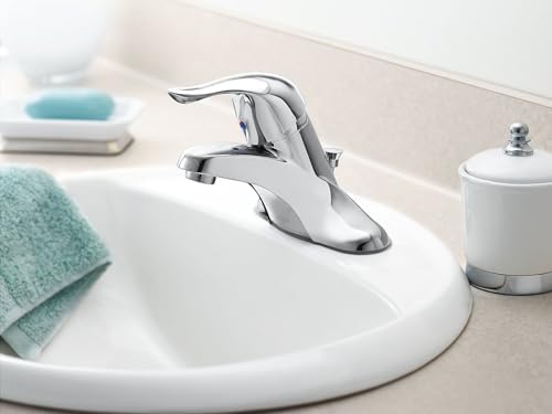 Moen Chateau Chrome Single Handle Centerset Lavatory Bathroom Faucet With Drain Assembly, L64621
