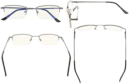Eyekepper Memory Titanium Bridge Computer Glasses 50% Blue Light Blocking Reading Glasses Amber Tinted Lenses