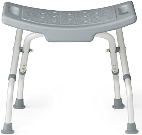Medline Folding Shower Chair Without Back, Bath Chair Supports up to 250 lbs, Gray