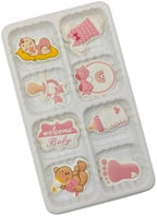 Edible 8 pieces Baby Shower for Baby Girl cake decorations, cupcake toppers, perfect Icing Cookies decro for Birthday Reveal party Team Dinner