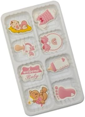 Edible 8 pieces Baby Shower for Baby Girl cake decorations, cupcake toppers, perfect Icing Cookies decro for Birthday Reveal party Team Dinner