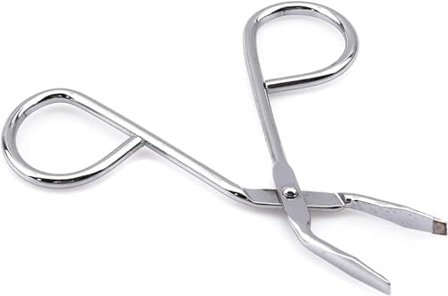 2Pcs Silver Stainless Steel Eyebrow Scissors Tweezers,Elbow Pliers Clip Scissors,Flat Tip Hair Plucker Hair Removal Tweezers, Shave and Hair Removal