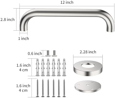 12 Inch Shower Grab Bar Satin Brushed Nickel, ZUEXT Stainless Steel Safety Grab Bar Handle, Bathroom Balance Bar, Safety Hand Rail Support - Handicap, Elderly, Injury, Senior Assist Bath Handle
