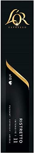 L'Or Espresso Café Ristretto - Intensité 11 - 50 Capsules en Aluminium Compatibles avec les Machines Nespresso (Lot de 5X10 capsules)