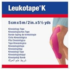 Leukotape K Kinesiology Tape – Water-Repellent, Skin-Friendly, Stays in Place for up to 9 Days – 5cm x 5m, Pink, 1 Roll