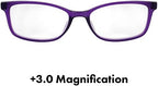 Birdz Eyewear BPA-Free Reading Glasses – Royal Purple Soft-Touch Frame, Clear Lenses, +3.0 Magnification – Non-Toxic PCTG Material, Comfortable All-Day Fit