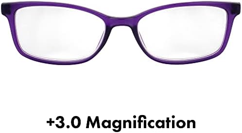 Birdz Eyewear BPA-Free Reading Glasses – Royal Purple Soft-Touch Frame, Clear Lenses, +3.0 Magnification – Non-Toxic PCTG Material, Comfortable All-Day Fit