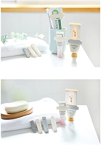 6pcs Toothpaste Tube Squeezer Dispenser 3 Sizes Plastic Rolling Toothpaste Clip for Bathroom（Gray, White）