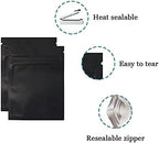 PABCK 100 Pcs Clear Mylar Bags Matte Black 2.9x3.9inch (2.5x2.7inch inside size) Heat Seal Resealable Airtight Zipper Lock Pouch for Zip Reclosable Lock Food Storage Grocery Pack