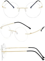 KOOSUFA Titanium Rimless Round Reading Glasses Blue Light Blocking Eyeglasses Readers Frameless Eyewear for Men Women